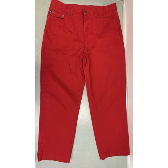 Ralph Lauren Jeans Co 100% Cotton Jeans Womens 10 Red Modern Straight Ankle - Picture 1 of 15